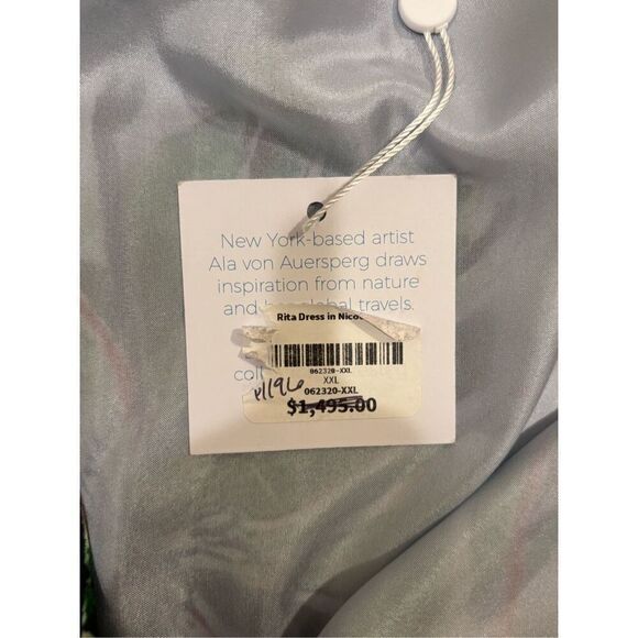 Ala von Auersperg Women's Leaf Print Silk Caftan Rita Dress Multicolor 2XL NWT - Picture 7 of 10